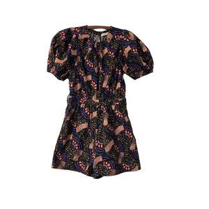 Ulla Johnson Womens Olive Green Peach Hollis Puff Sleeve Playsuit Romper Size 0